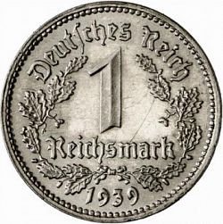 Large Reverse for 1 Reichsmark 1939 coin