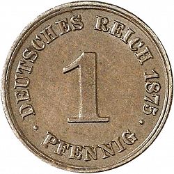 Large Obverse for 1 Pfenning 1875 coin
