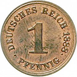 Large Obverse for 1 Pfenning 1888 coin