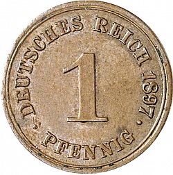 Large Obverse for 1 Pfenning 1897 coin