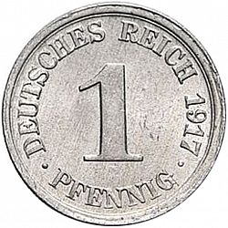 Large Obverse for 1 Pfenning 1917 coin