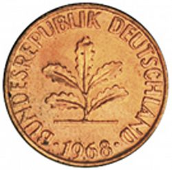 Large Obverse for 1 Pfennig 1968 coin