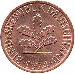 Large Obverse for 1 Pfennig 1974 coin