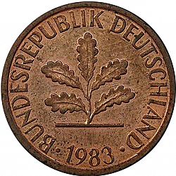 Large Obverse for 1 Pfennig 1983 coin