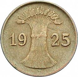Large Reverse for 1 Pfenning 1925 coin