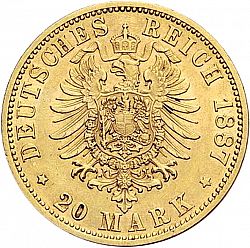 Large Reverse for 20 Mark 1887 coin