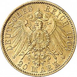 Large Reverse for 20 Mark 1904 coin