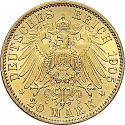 Large Reverse for 20 Mark 1905 coin