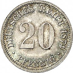 Large Obverse for 20 Pfenning 1874 coin