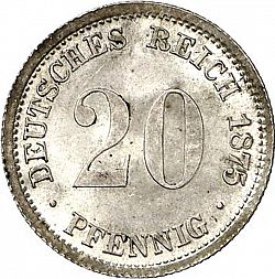 Large Obverse for 20 Pfenning 1875 coin