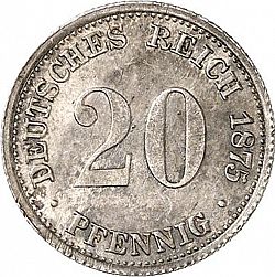 Large Obverse for 20 Pfenning 1875 coin