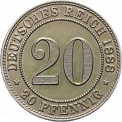 Large Obverse for 20 Pfenning 1888 coin