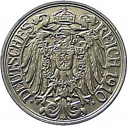 Large Reverse for 25 Pfenning 1910 coin