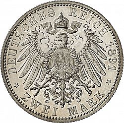 Large Reverse for 2 Mark 1891 coin
