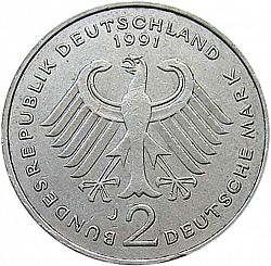Large Obverse for 2 Mark 1991 coin