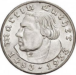 Large Reverse for 2 Reichsmark 1933 coin