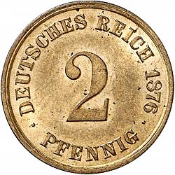 Large Obverse for 2 Pfenning 1876 coin