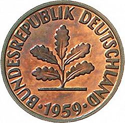 Large Reverse for 2 Pfennig 1959 coin