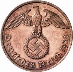Large Obverse for 2 Reichspfenning 1938 coin