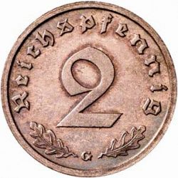 Large Reverse for 2 Reichspfenning 1938 coin