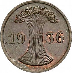 Large Reverse for 2 Pfenning 1936 coin