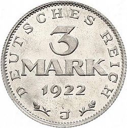 Large Obverse for 3 Mark 1922 coin