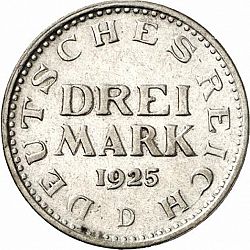 Large Obverse for 3 Mark 1925 coin