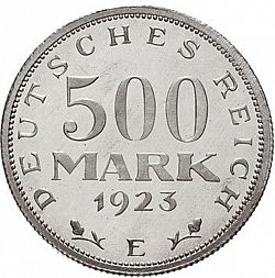 Large Obverse for 500 Mark 1923 coin