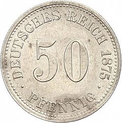 Large Obverse for 50 Pfenning 1875 coin