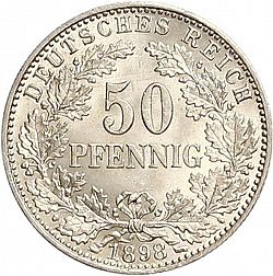 Large Obverse for 50 Pfenning 1898 coin