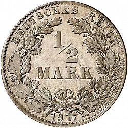 Large Obverse for 1/2 Mark 1917 coin