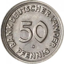 Large Obverse for 50 Pfennig 1949 coin