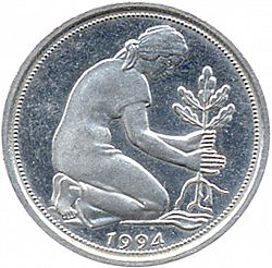 Large Reverse for 50 Pfennig 1994 coin