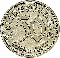 Large Reverse for 50 Reichspfenning 1940 coin