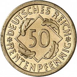 Large Obverse for 50 Pfenning 1923 coin