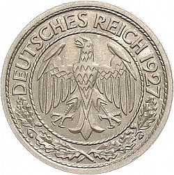 Large Obverse for 50 Pfenning 1927 coin