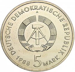 Large Obverse for 5 Mark 1988 coin