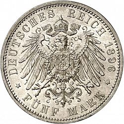 Large Reverse for 5 Mark 1896 coin