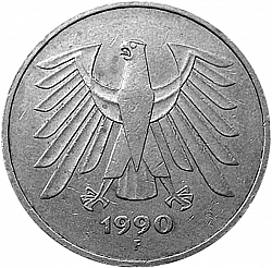Large Obverse for 5 Mark 1990 coin
