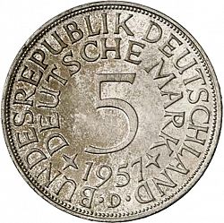 Large Reverse for 5 Mark 1957 coin