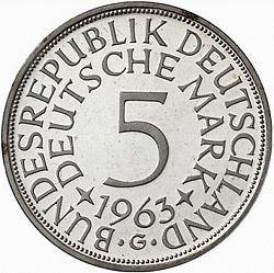 Large Reverse for 5 Mark 1963 coin