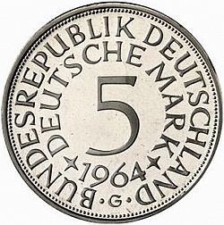 Large Reverse for 5 Mark 1964 coin