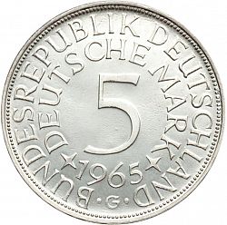 Large Reverse for 5 Mark 1965 coin