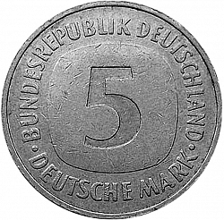 Large Reverse for 5 Mark 1990 coin