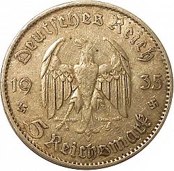 Large Obverse for 5 Reichsmark 1935 coin