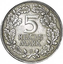Large Obverse for 5 Reichsmark 1925 coin