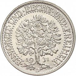 Large Reverse for 5 Reichsmark 1931 coin