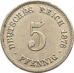 Large Obverse for 5 Pfenning 1876 coin