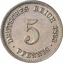 Large Obverse for 5 Pfenning 1893 coin