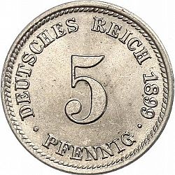 Large Obverse for 5 Pfenning 1899 coin